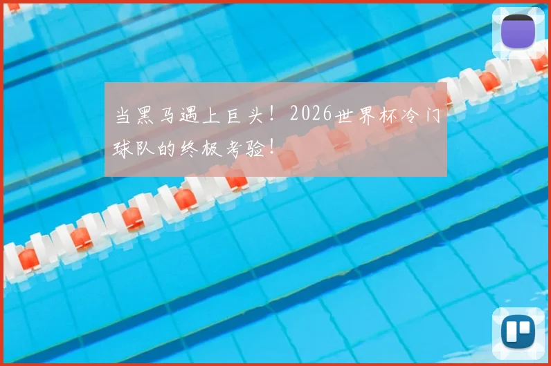 当黑马遇上巨头！2026世界杯冷门球队的终极考验！